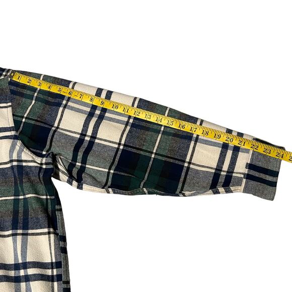 L.L. Bean Chamois Cloth Shirt XXL Blue Green Plaid Cotton Button Down GO28 Gorp - Picture 6 of 8